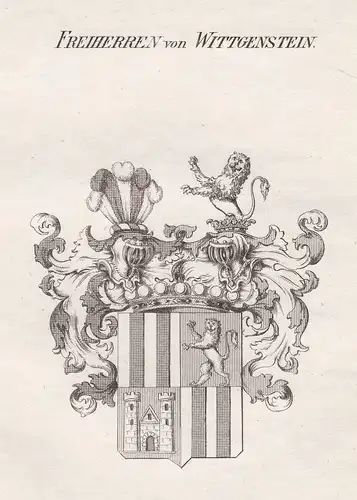 Freiherren von Wittgenstein - Wittgenstein Wappen Adel coat of arms heraldry Heraldik Kupferstich antique prin
