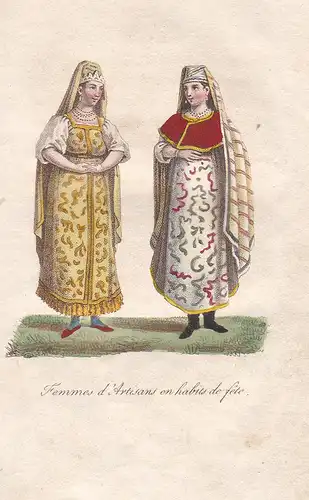 Femmes d'Artisans en habits de fete - Frauen women Kleider dresses Tracht costume Kupferstich copper engraving