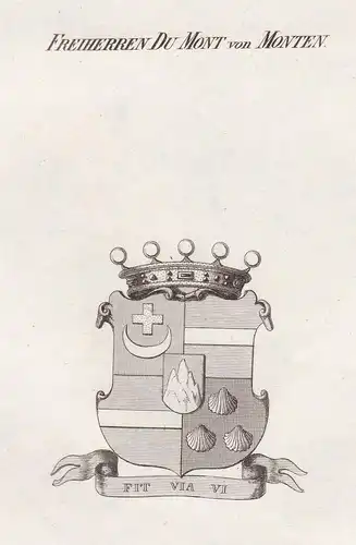 Freiherren du Mont von Monten - Du Mont Monten Wappen Adel coat of arms heraldry Heraldik Kupferstich antique
