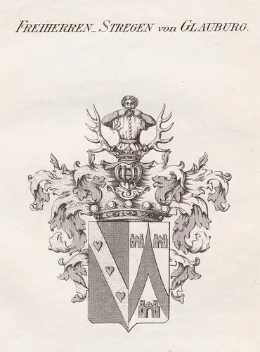Freiherren - Stregen von Glauburg - Stregen Glauburg Wappen Adel coat of arms heraldry Heraldik Kupferstich an