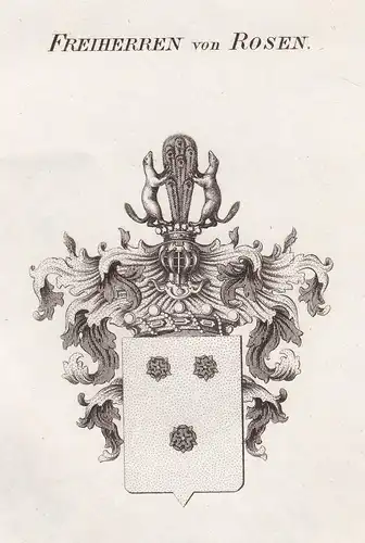 Freiherren von Rosen - Rosen Deutsch-Balten Wappen Adel coat of arms heraldry Heraldik Kupferstich antique pri