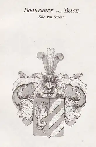 Freiherren von Trach. Edle von Bürkau - Bürkau Trach Wappen Adel coat of arms heraldry Heraldik Kupferstich an