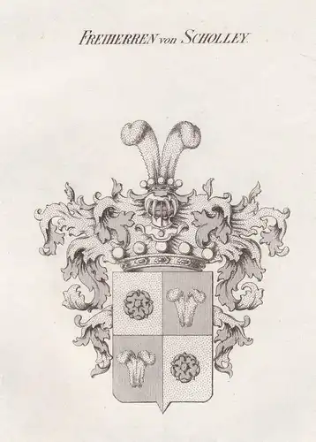 Freiherren von Scholley - Scholley Wappen Adel coat of arms heraldry Heraldik Kupferstich antique print