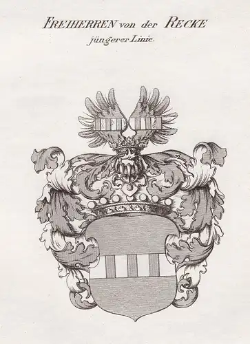 Freiherren von der Recke jüngerer Linie - Recke Mark Wappen Adel coat of arms heraldry Heraldik Kupferstich an