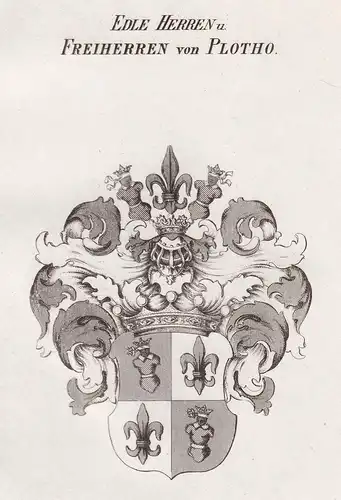 Edle Herren u. Freiherren von Plotho - Plotho Magdeburg Wappen Adel coat of arms heraldry Heraldik Kupferstich