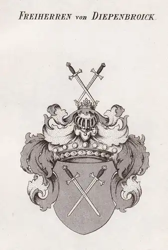 Freiherren von Diepenbroick - Diepenbroick Wappen Adel coat of arms heraldry Heraldik Kupferstich antique prin