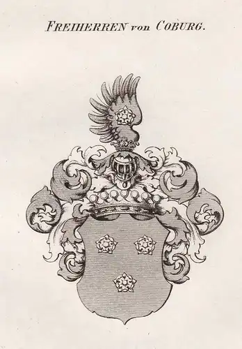 Freiherren von Coburg - Coburg Wappen Adel coat of arms heraldry Heraldik Kupferstich antique print