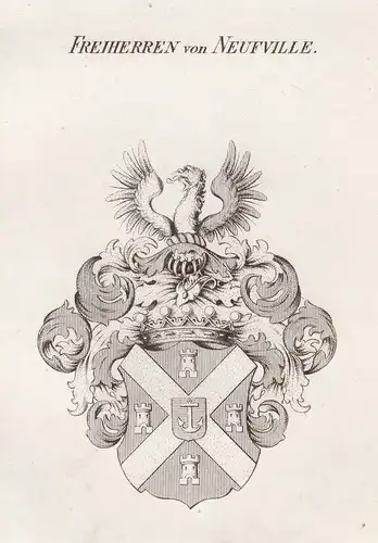 Freiherren von Neufville - Neufville Wappen Adel coat of arms heraldry Heraldik Kupferstich antique print