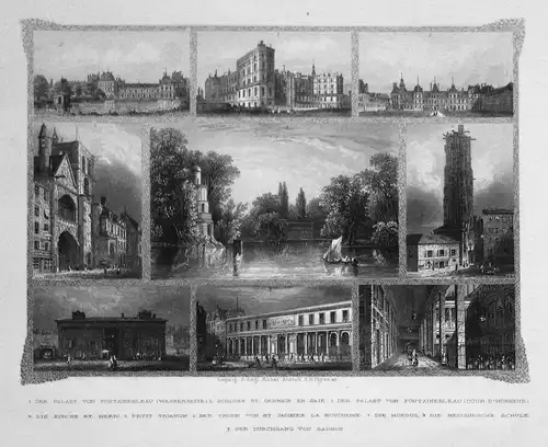 Der Palast von Fontainebleau (Wasserseite) / Schloss St. Germain en Saie / Der Palast von Fontainebleau (Cour