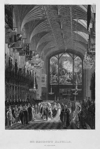 St. George's Kapelle - St. Georges Chapel Kapelle England Windsor Ansicht view Stahlstich steel engraving inc