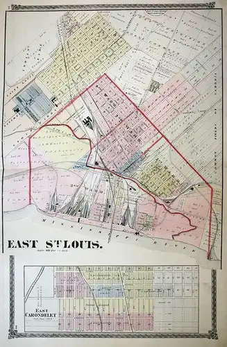 East St. Louis - Illinois East St. Louis St. Clair County map America USA United States
