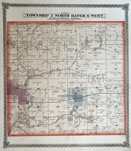 Township 2 North Range 6 West - Illinois Summerfield Lebanon St. Clair County map America USA United States