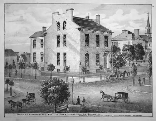Residence of Washington West, M. D., Cor. High & Second South Sts. Belleville, Ill. - Illinois Belleville St.