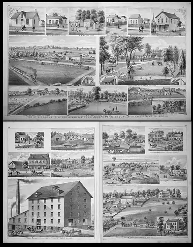 View of six Farms, five Dwellings & Store of Joseph Penn, ESQ, Belleville, St. Clair Co, Illinois / Res. of Lo
