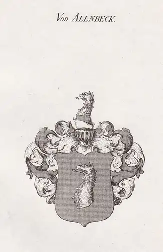 Von Allnbeck - Allnbeck Ahlnbeck Wappen Adel coat of arms heraldry Heraldik Kupferstich antique print