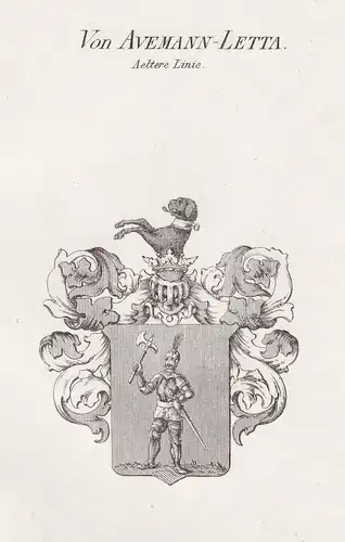 Von Avemann-Letta. Aeltere Linie - Avemann-Letta Wappen Adel coat of arms heraldry Heraldik Kupferstich antiqu
