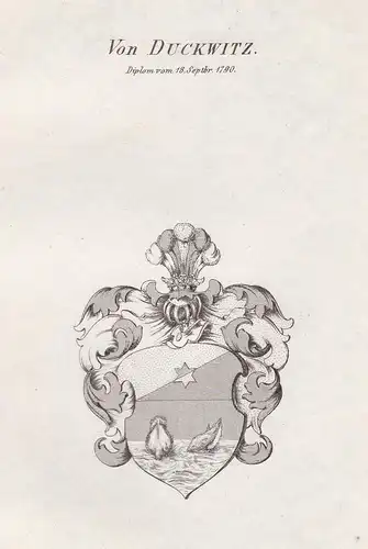 Von Duckwitz. Diplom vom 18 Septbr. 1790 - Duckwitz Wappen Adel coat of arms heraldry Heraldik Kupferstich ant