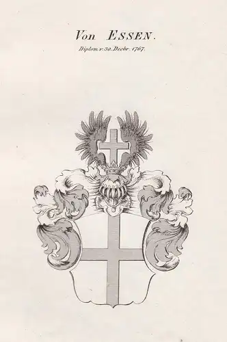 Von Essen. Diplom v. 30 Decbr. 1767 - Essen Wappen Adel coat of arms heraldry Heraldik Kupferstich antique pri