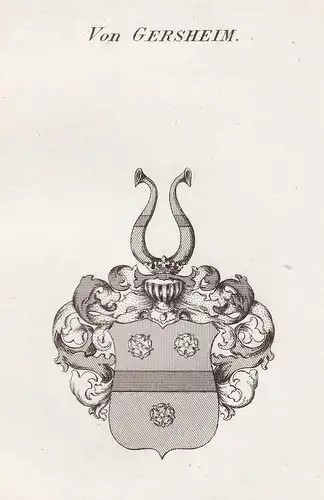 Von Gersheim - Gersheim Wappen Adel coat of arms heraldry Heraldik Kupferstich antique print