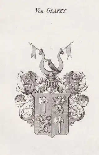 Von Glafey - Glafey Wappen Adel coat of arms heraldry Heraldik Kupferstich antique print