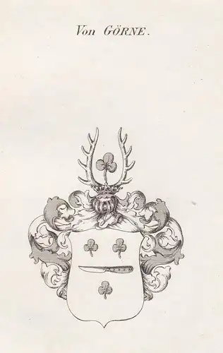 Von Görne - Görne Altmark Wappen Adel coat of arms heraldry Heraldik Kupferstich antique print