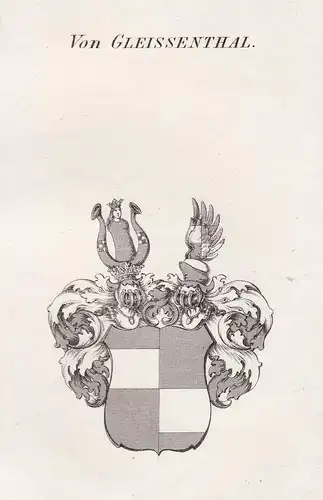 Von Gleissenthal - Gleissenthal Gleißenthal Wappen Adel coat of arms heraldry Heraldik Kupferstich antique pri