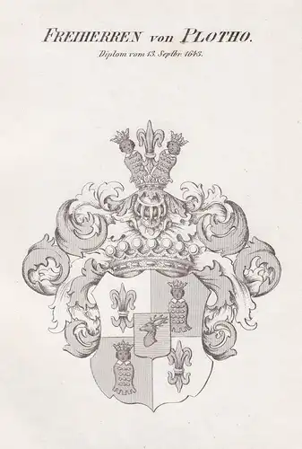 Freiherren von Plotho. Diplom vom 13. Septbr. 1643 - Plotho Magdeburg Wappen Adel coat of arms heraldry Herald