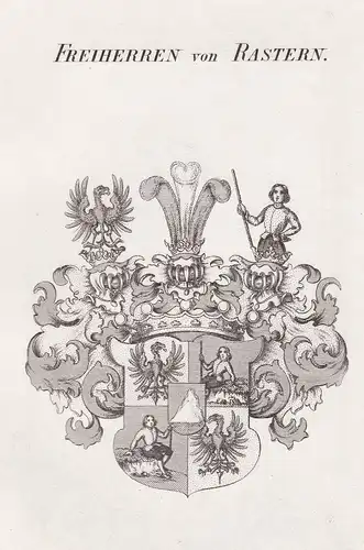 Freiherren von Rastern - Rastern Wappen Adel coat of arms heraldry Heraldik Kupferstich antique print