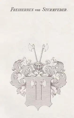 Freiherren von Rastern - Sturmfeder von Oppenweiler Wappen Adel coat of arms heraldry Heraldik Kupferstich ant