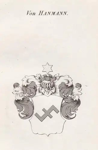 Von Hanmann - Hanmann Wappen Adel coat of arms heraldry Heraldik Kupferstich antique print