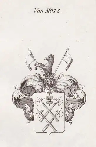Von Motz - Motz Wappen Adel coat of arms heraldry Heraldik Kupferstich antique print