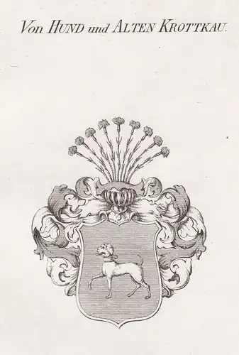 Von Hund und Alten Krottkau - Hundt Alten-Grottkau Adel coat of arms heraldry Heraldik Kupferstich antique pri