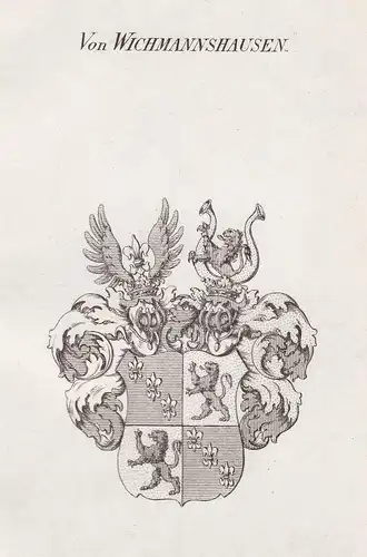 Von Wichmannshausen - Wichmannshausen Wappen Adel coat of arms heraldry Heraldik Kupferstich antique print