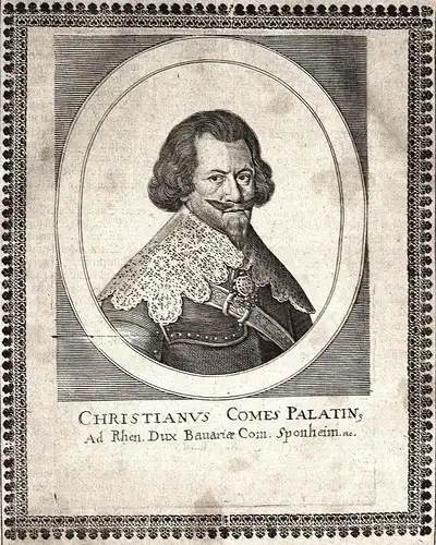 Christianus comes palatin - Christian I. Pfalz-Birkenfeld-Bischweiler (1598-1654) Pfalzgraf gravure Portrait K
