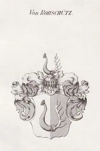 Von Rohschütz - Rohschütz Wappen Adel coat of arms heraldry Heraldik Kupferstich antique print