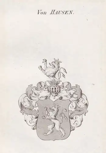 Von Hausen - Hausen Wappen Adel coat of arms heraldry Heraldik Kupferstich antique print