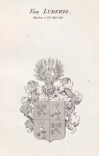 Von Ludewig. Diplom v. 28 Juli 1791 - Ludewig Wappen Adel coat of arms heraldry Heraldik Kupferstich antique p