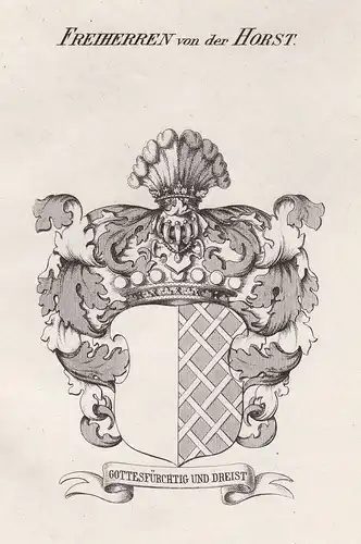 Freiherren von der Horst - Horst Westfalen Wappen Adel coat of arms heraldry Heraldik Kupferstich antique prin