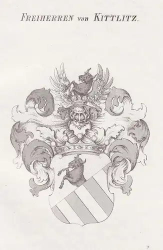Freiherren von Kittlitz - Kittlitz Oberlausitz Wappen Adel coat of arms heraldry Heraldik Kupferstich antique