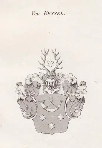 Von Kessel - Kessel Thüringen Wappen Adel coat of arms heraldry Heraldik Kupferstich antique print