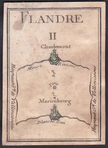 Flandre II. - Flandern Frankreich France Charlemont Mariembourg Original 18th century playing card carte a jou