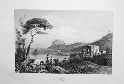 Bajae - Baiae Baia Bacoli Ruinen ruins Italia Italy Italien Ansicht view veduta Stahlstich steel engraving inc