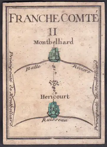 Franche Comte II. - Franche-Comté Frankreich France Montbéliard Héricourt Original 18th century playing card c