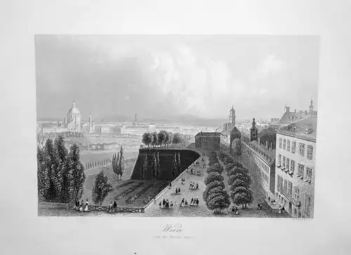 Wien (von der Bastei aus) - Wien Vienna Österreich Austria Ansicht view Stahlstich steel engraving antique pri