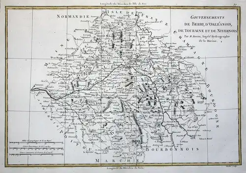 Gouvernements de Berri, d'Orleanois, de Touraine et de Nivernois - France Frankreich Touraine Berry  Orléans N
