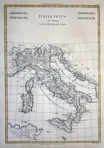 Italia Vetus - Italy Italia Italien Sicily Sizilien Sardinia Sadinien Karte map Kupferstich engraving antique