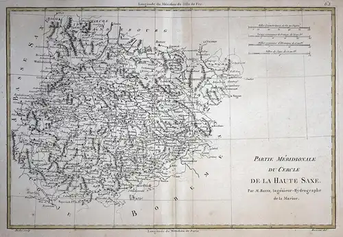 Partie Meridionale du Cercle de la Haute Saxe - Sachsen Saxonia Saxony Deutschland Germany Karte map Kupfersti