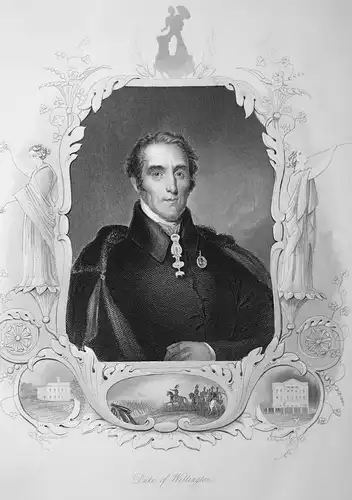 Duke of Wellington - Arthur Wellesley Premierminister prime minister Stahlstich steel engraving antique print