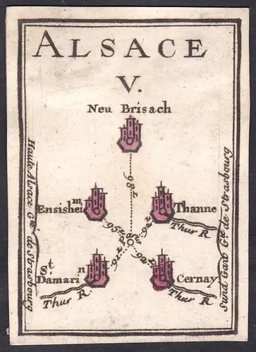 Alsace V. - Elsass Frankreich France Neuf-Brisach Ensisheim Thann Saint-Amarin Cernay Original 18th century pl