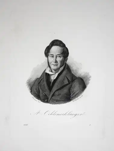 A. Oehlenschlaeger - Adam Oehlenschläger Dichter poet Portrait Stahlstich steel engraving antique print